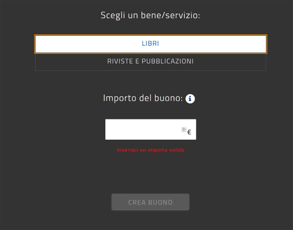 importo bene da acquistare con buono insegnanti